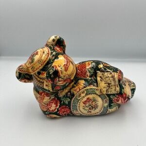 Joan Baker Floral Patchwork Ceramic‎ Bear Figurine Statue Cottagecore Home Decor